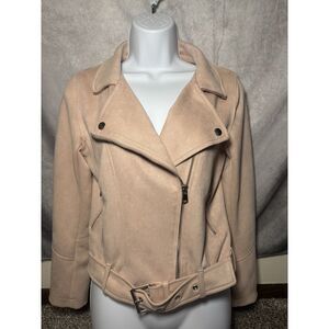 Blush Pink Faux Suede Biker Moto Jacket Size Small